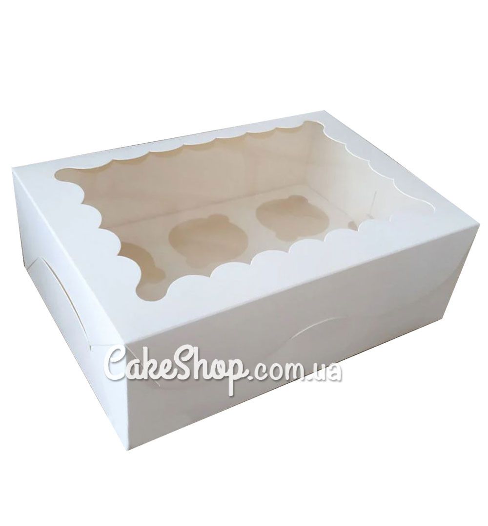 ⋗ Коробка на 6 кексів Біла , 25х17х9 см купити в Україні ➛ CakeShop.com.ua, фото
