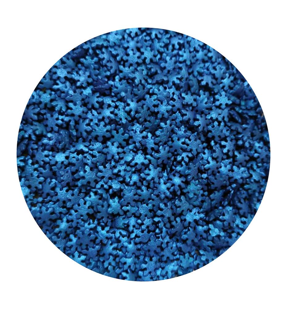 Посипка цукрова Сніжинки сині перламутрові 50г - фото