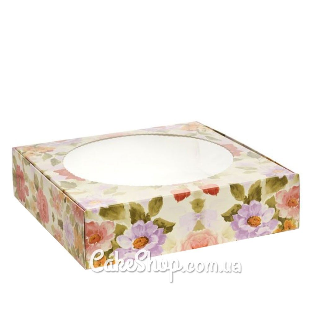 ⋗ Коробка для десертів Квіти, 20х20х5 см купити в Україні ➛ CakeShop.com.ua, фото