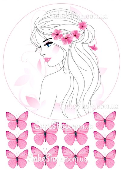 ⋗ Вафельна картинка Рисунок девушки 2 купити в Україні ➛ CakeShop.com.ua, фото