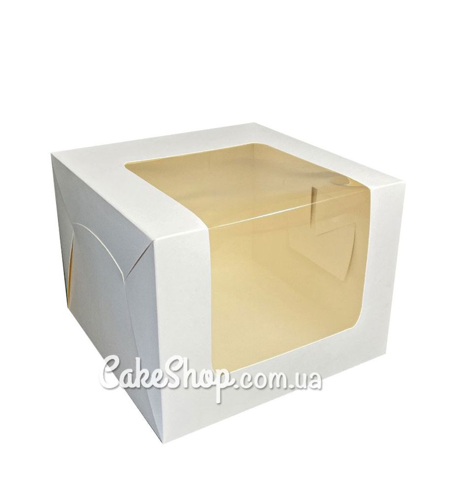 Коробка для торта Біла з вікном, 20х20х15 см - фото