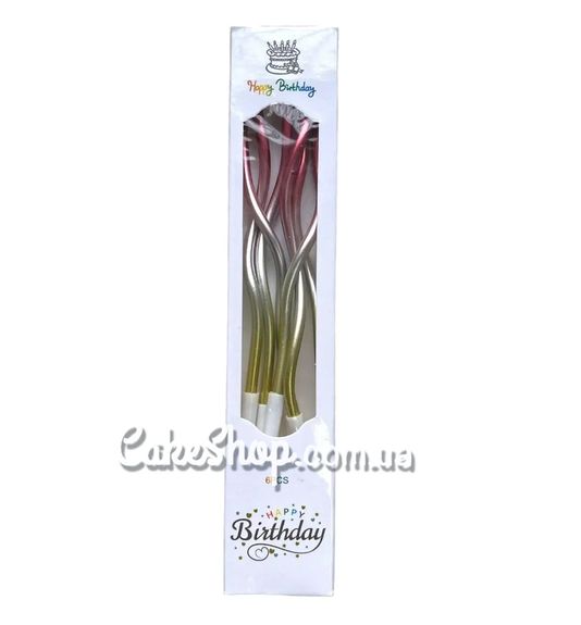 ⋗ Свічки тортові коктейльні Омбре червоно-срібно-золоті, 6 шт купити в Україні ➛ CakeShop.com.ua, фото