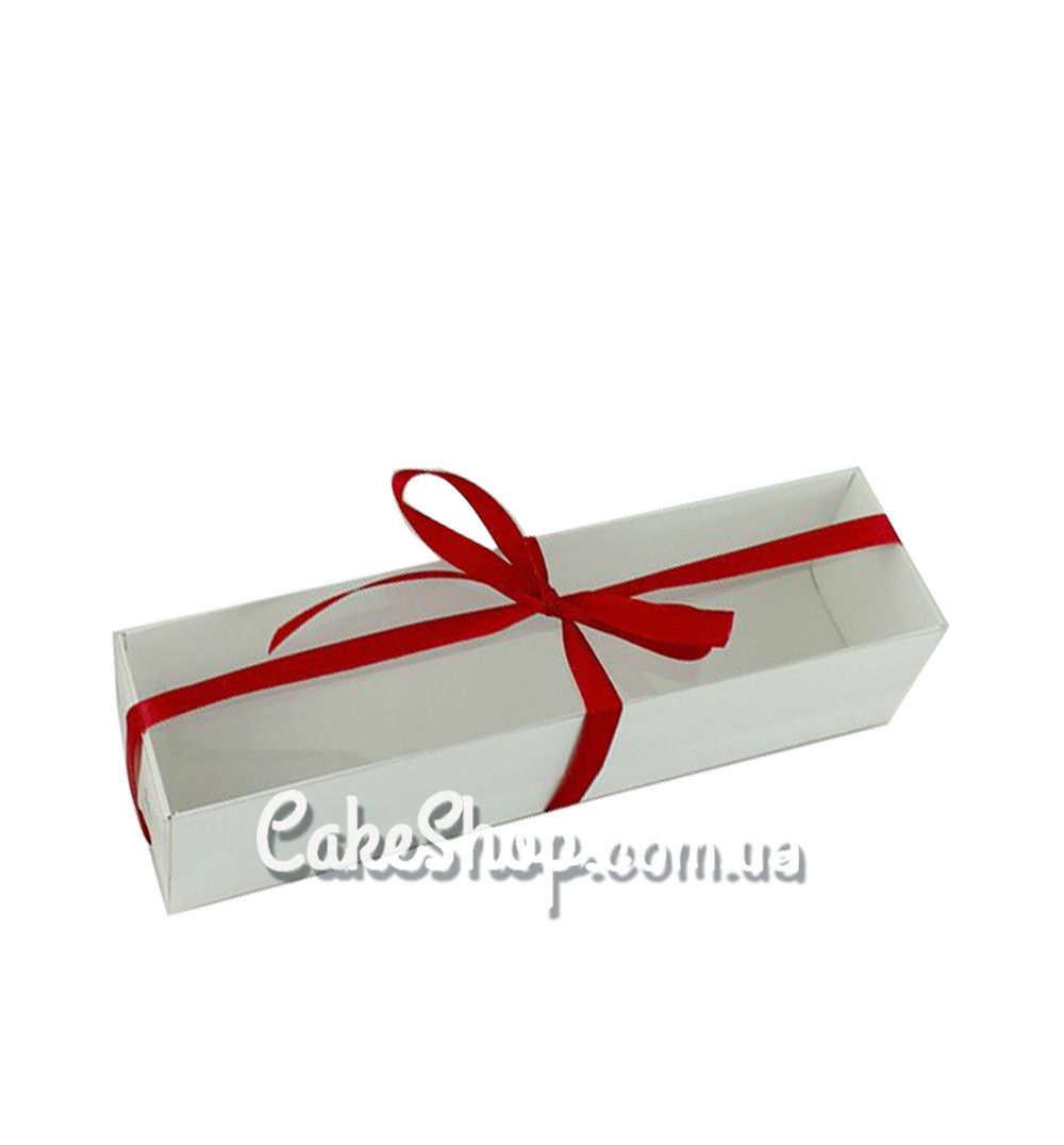 ⋗ Коробка для макаронс, моті та інших десертів з прозорою кришкою Біла 22х5,5х5,5 см купити в Україні ➛ CakeShop.com.ua, фото