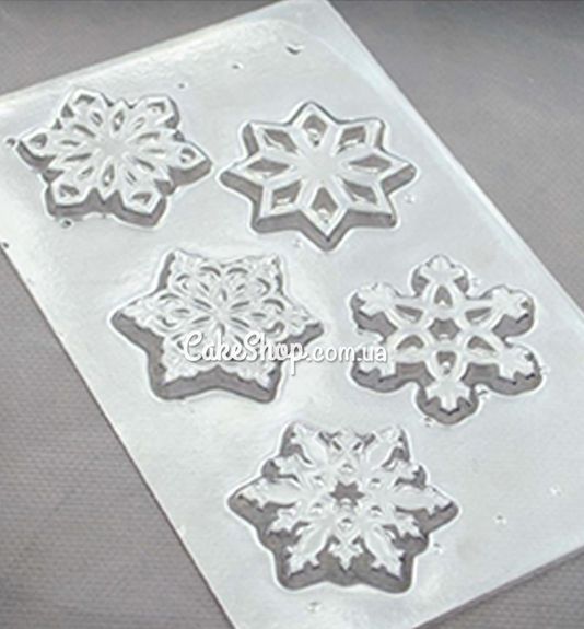 ⋗ Пластикова форма для шоколаду Сніжинки 8, мікс № 1 купити в Україні ➛ CakeShop.com.ua, фото