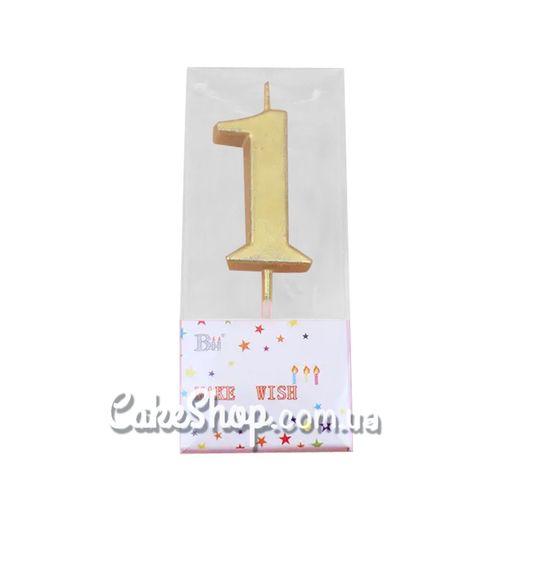 ⋗ Свічка цифра міні Золото - 1 купити в Україні ➛ CakeShop.com.ua, фото