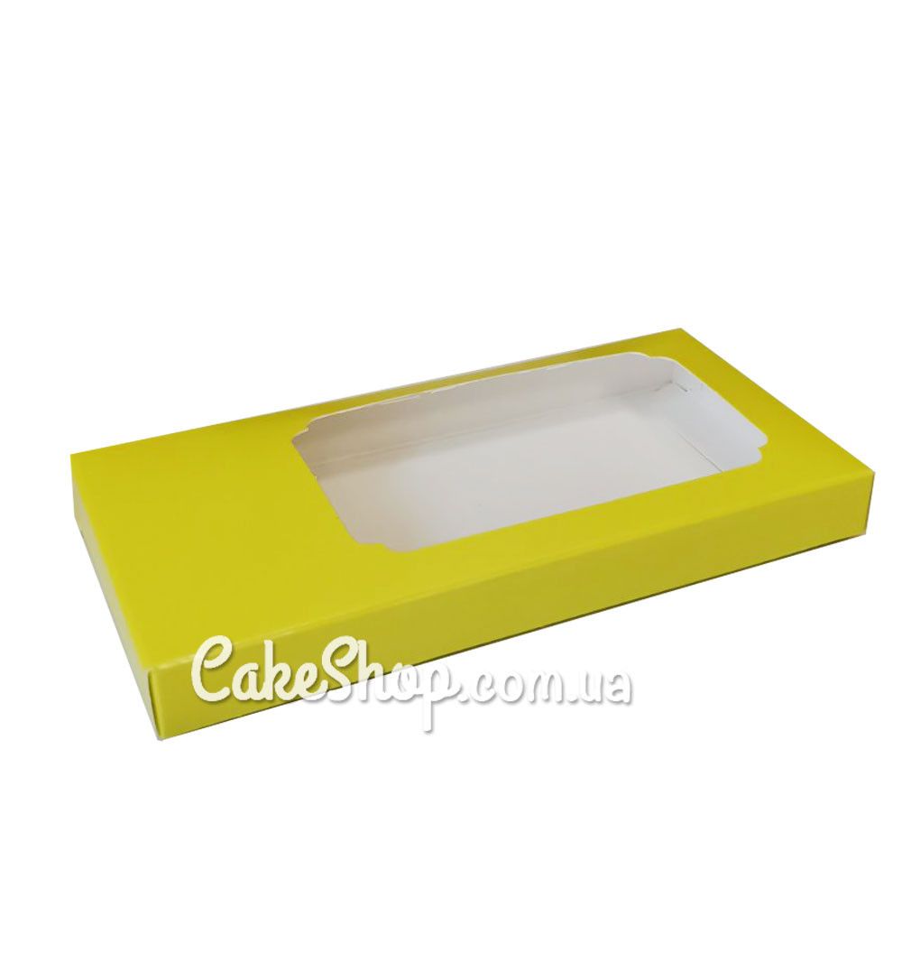 ⋗ Коробка для шоколада с окошком Желтая, 16х8х1,7 см купить в Украине ➛ CakeShop.com.ua, фото