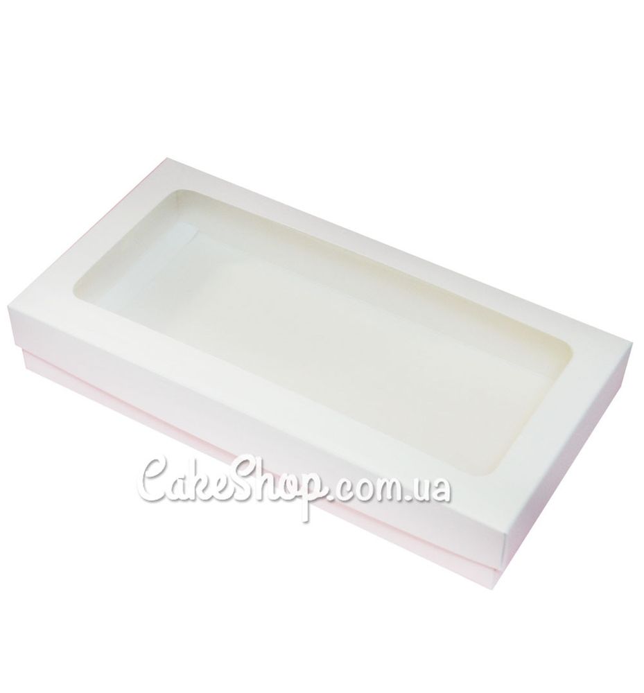 Коробка для пряників прямокутна з вікном Біла, 30х15х5 см - фото