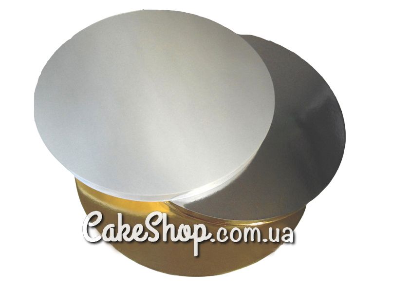 Подложка под торт усиленная круглая D 35 см Серебро - фото