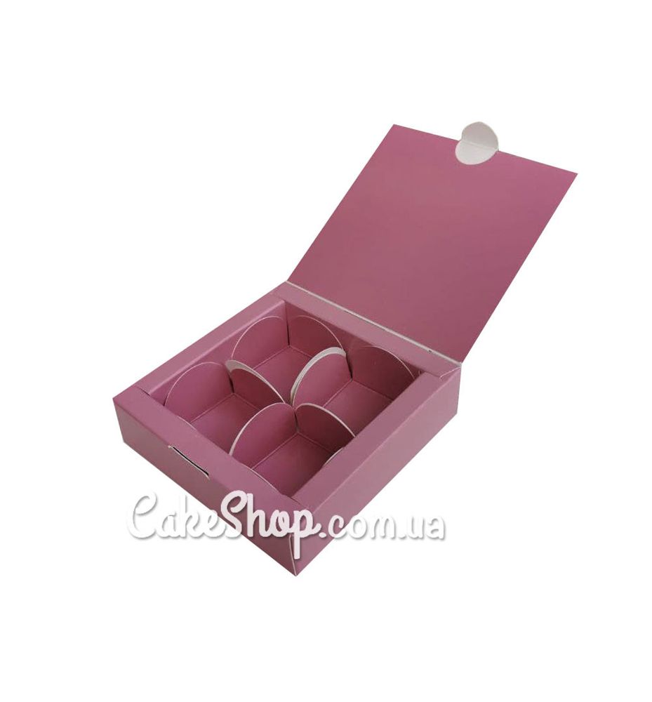 Коробка на 4 конфеты Пыльная роза, 11х11х3 см - фото
