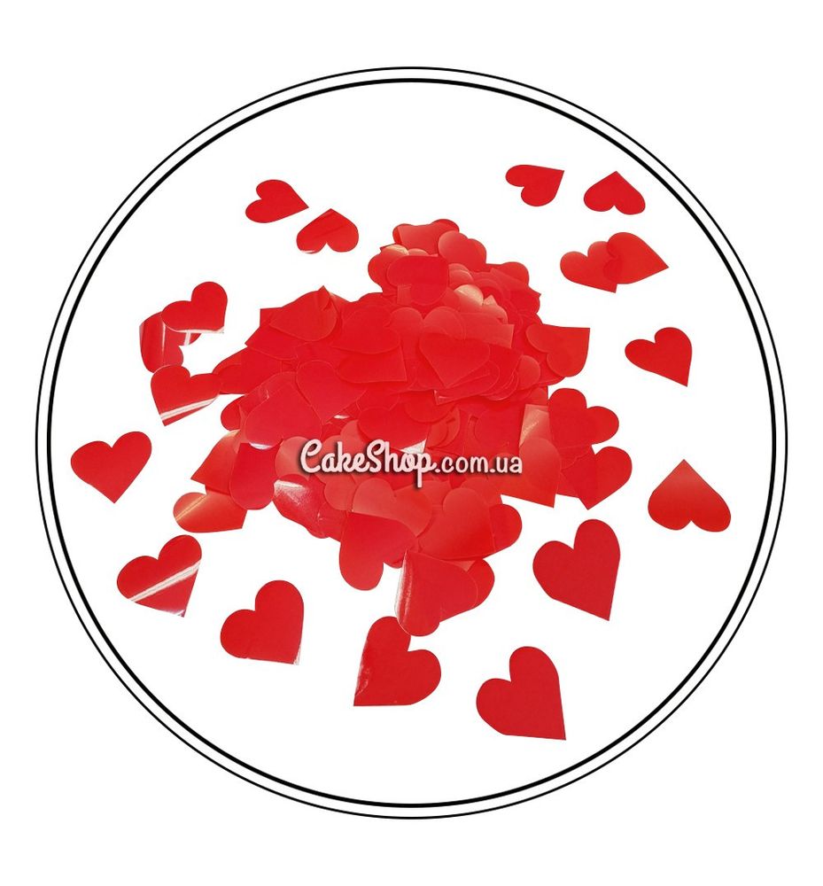 Конфетти сердечки Красные, 25 гр - фото