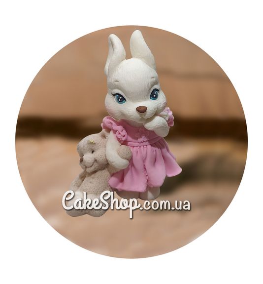 ⋗ Шоколадная фигурка Зайча в платье Бело-розовое ТМ ДомК купить в Украине ➛ CakeShop.com.ua, фото