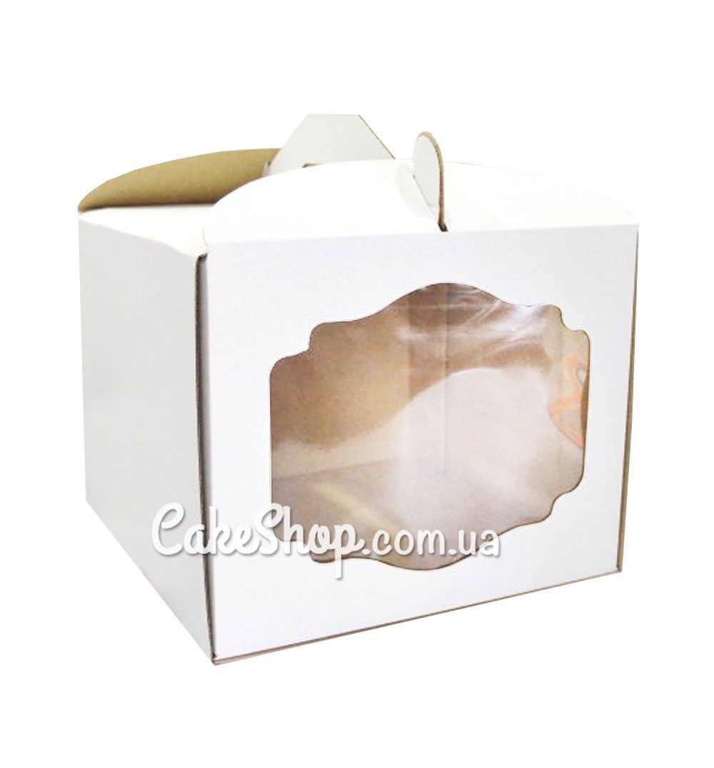 ⋗ Коробка для торта с окном Белая, 25х25х20 см купить в Украине ➛ CakeShop.com.ua, фото