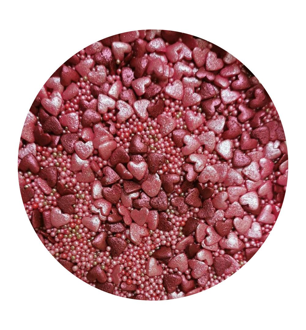 ⋗ Посипка цукрова Перламутровий мікс серця #5, 50г купити в Україні ➛ CakeShop.com.ua, фото
