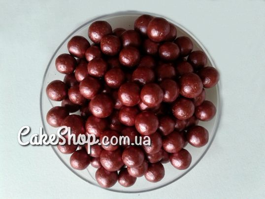 ⋗ Перлини цукрові Бордовий перламутровий 10 мм, 50 г купити в Україні ➛ CakeShop.com.ua, фото
