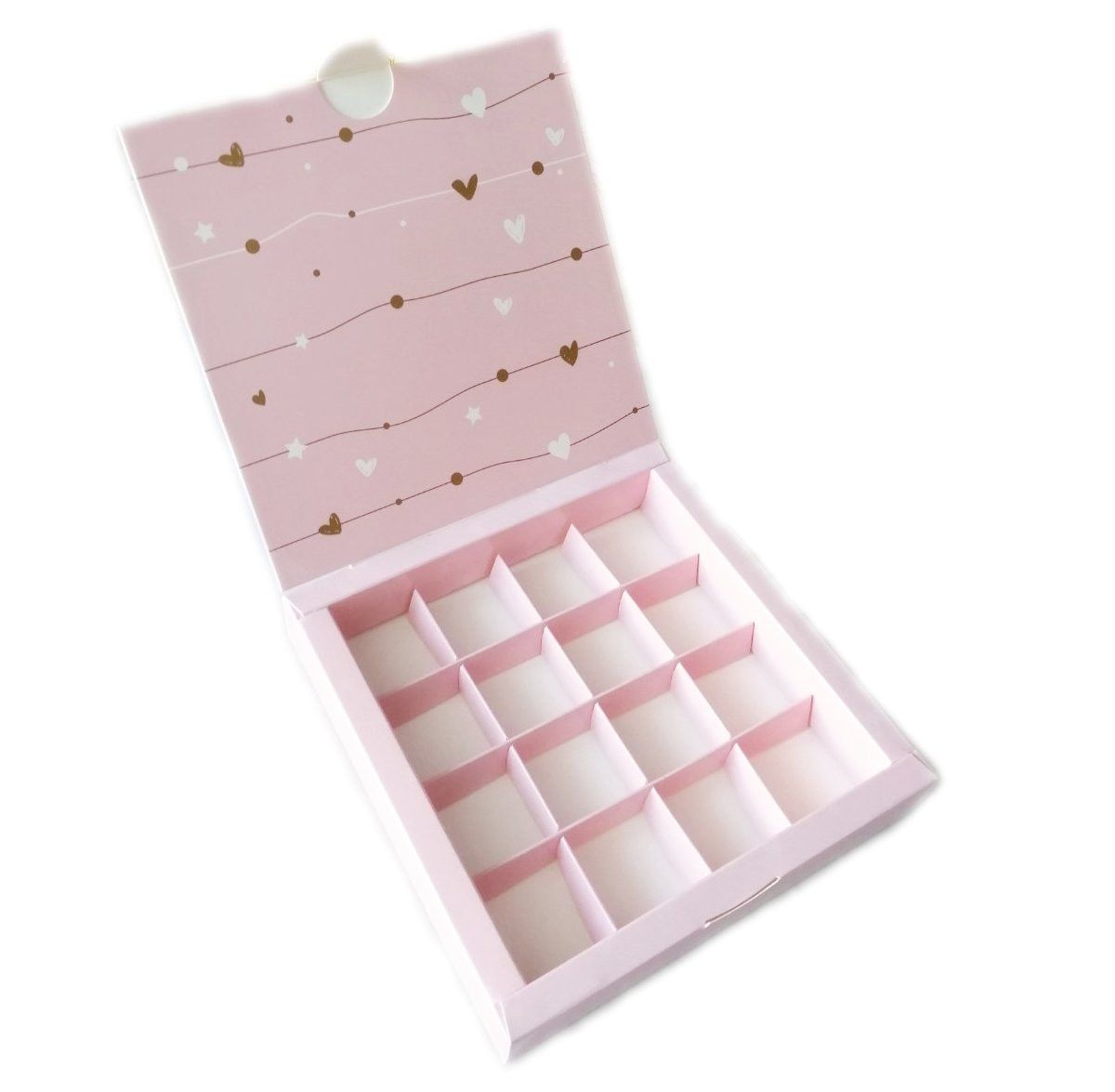⋗ Коробка на 16 цукерок без вікна When you smile рожева , 18,5х18,5х3 см купити в Україні ➛ CakeShop.com.ua, фото