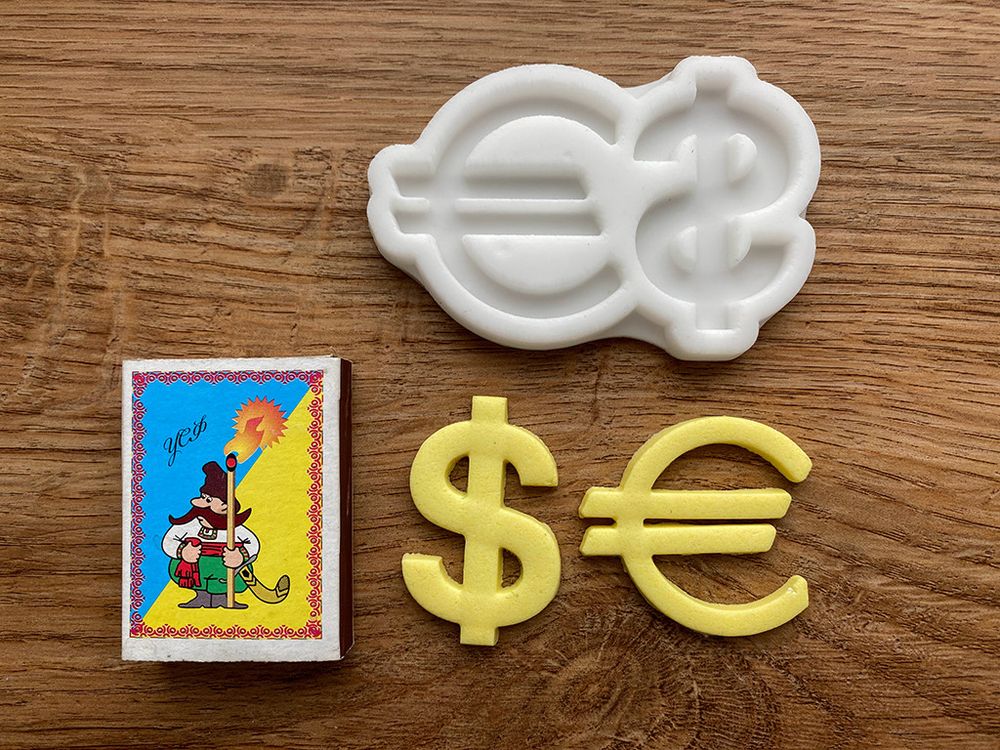 Силиконовый молд Значок евро, доллар 2 - фото