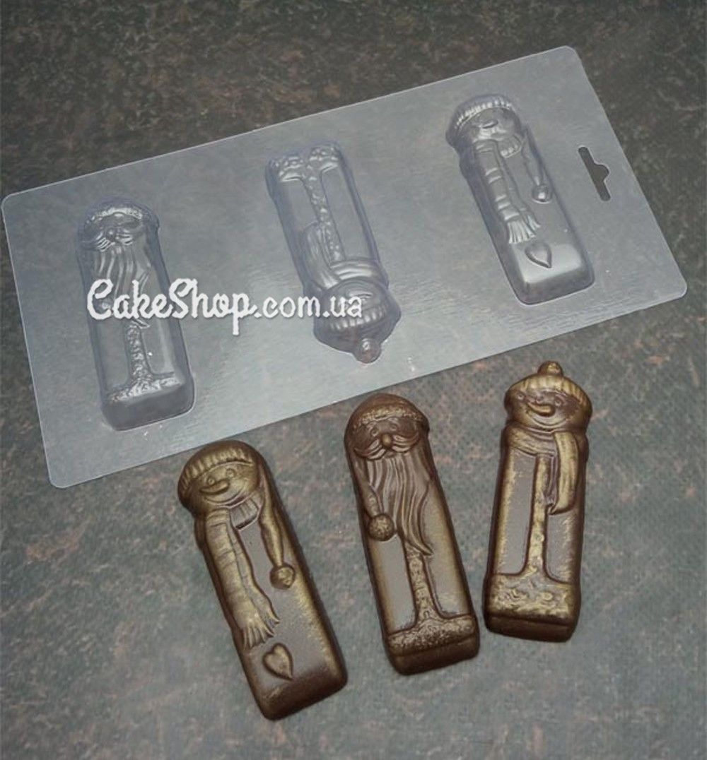 ⋗ Пластиковая форма для шоколада Батончики Снеговики купить в Украине ➛ CakeShop.com.ua, фото