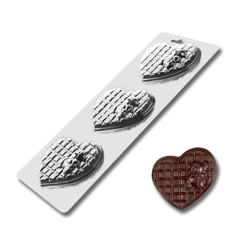 ⋗ Пластиковая форма для шоколада Сердце с мишкой купить в Украине ➛ CakeShop.com.ua, фото