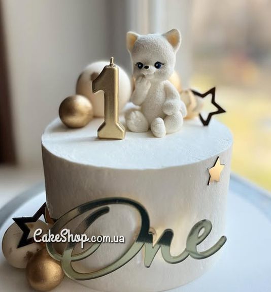 ⋗ Акриловый топер Lion боковой One золото, 12 см купить в Украине ➛ CakeShop.com.ua, фото