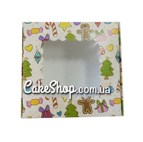 Коробка для пряников с окном Новогодняя, 15х15х5 см - фото