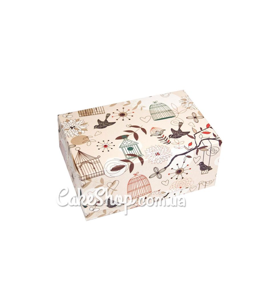 Коробка на 2 кекса Птички, 18х12х8 см - фото