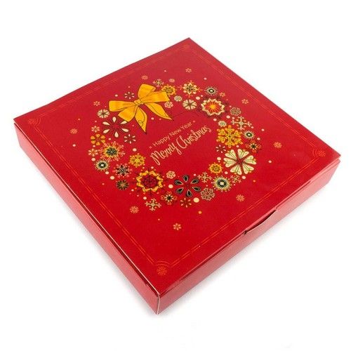 ⋗ Коробка на 16 цукерок без вікна Merry Christmas червона, 18,5х18,5х3 см купити в Україні ➛ CakeShop.com.ua, фото