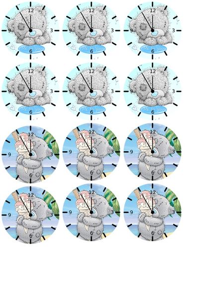 ⋗ Вафельна картинка для капкейків Ведмедик Тедді Годинничок купити в Україні ➛ CakeShop.com.ua, фото