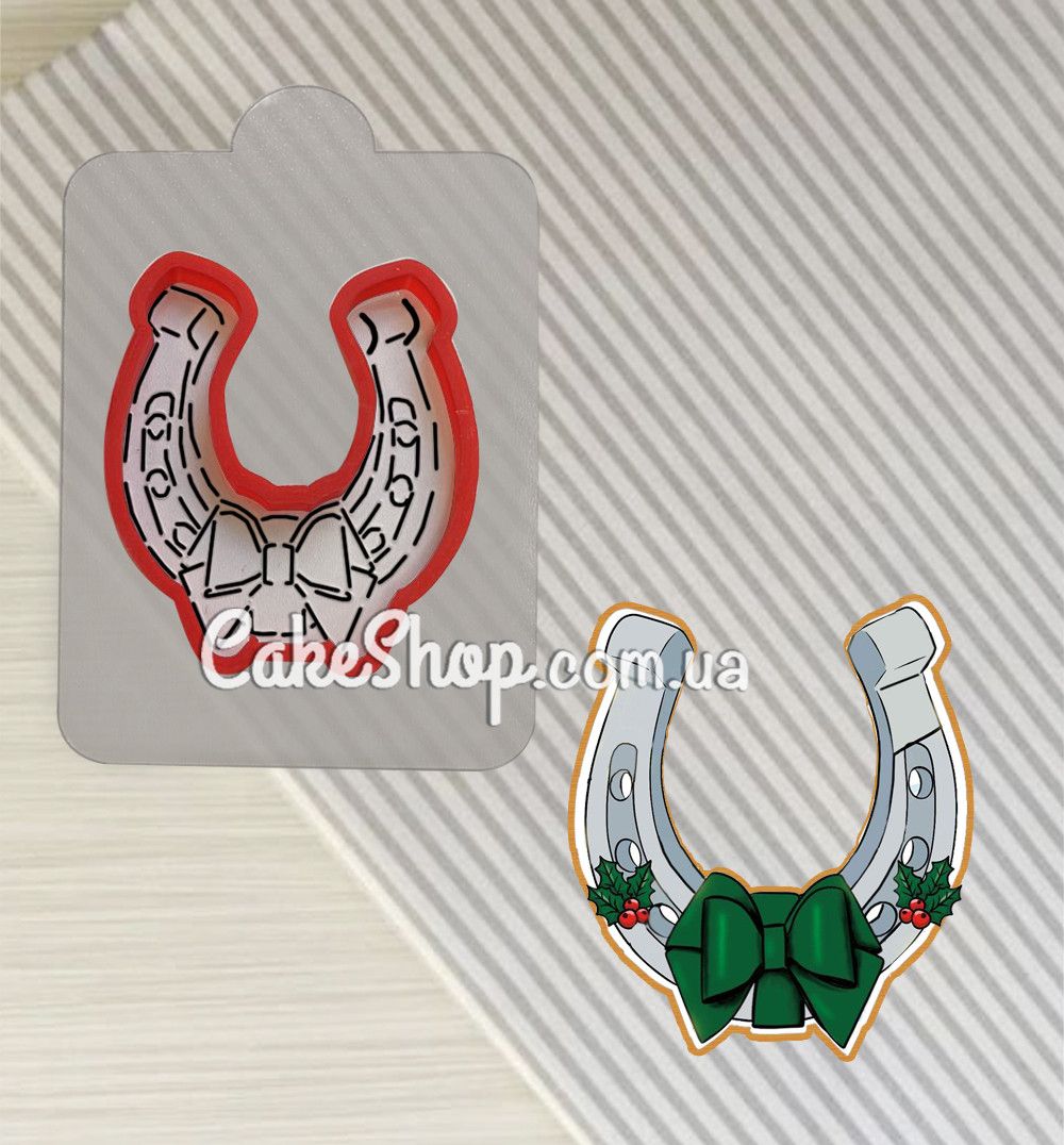 ⋗ Вырубка пластиковая с трафаретом Подкова с бантом купить в Украине ➛ CakeShop.com.ua, фото