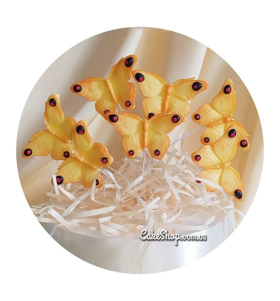 Сахарные фигурки Бабочки моно желтые ТМ KD - фото