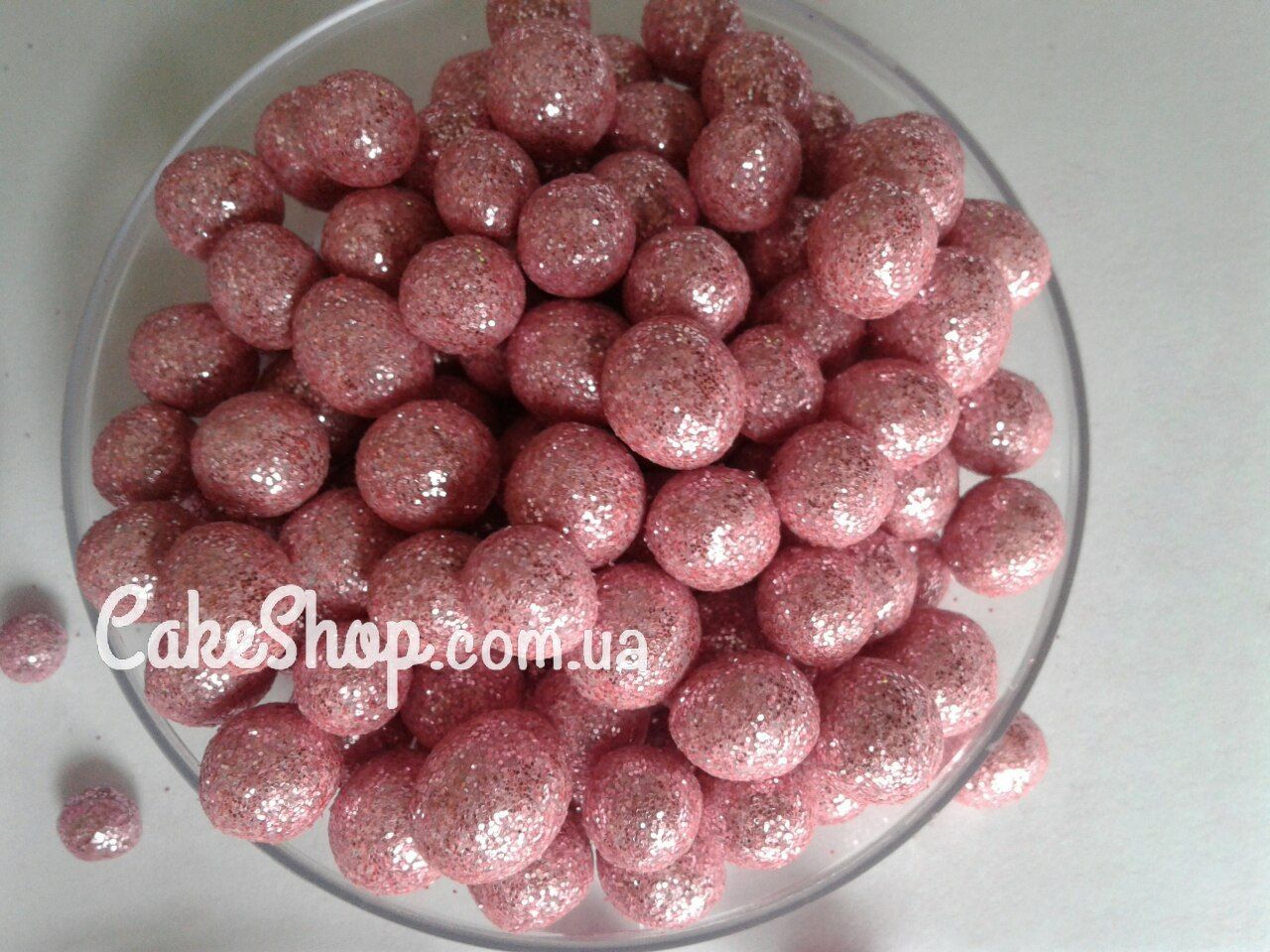 ⋗ Жемчуг сахарный Розовый с блестками 10 мм купить в Украине ➛ CakeShop.com.ua, фото