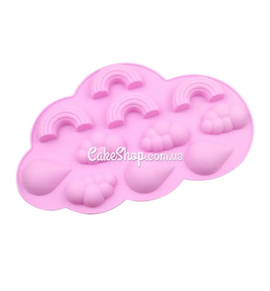 Силиконовая форма для конфет Радужные облака - фото