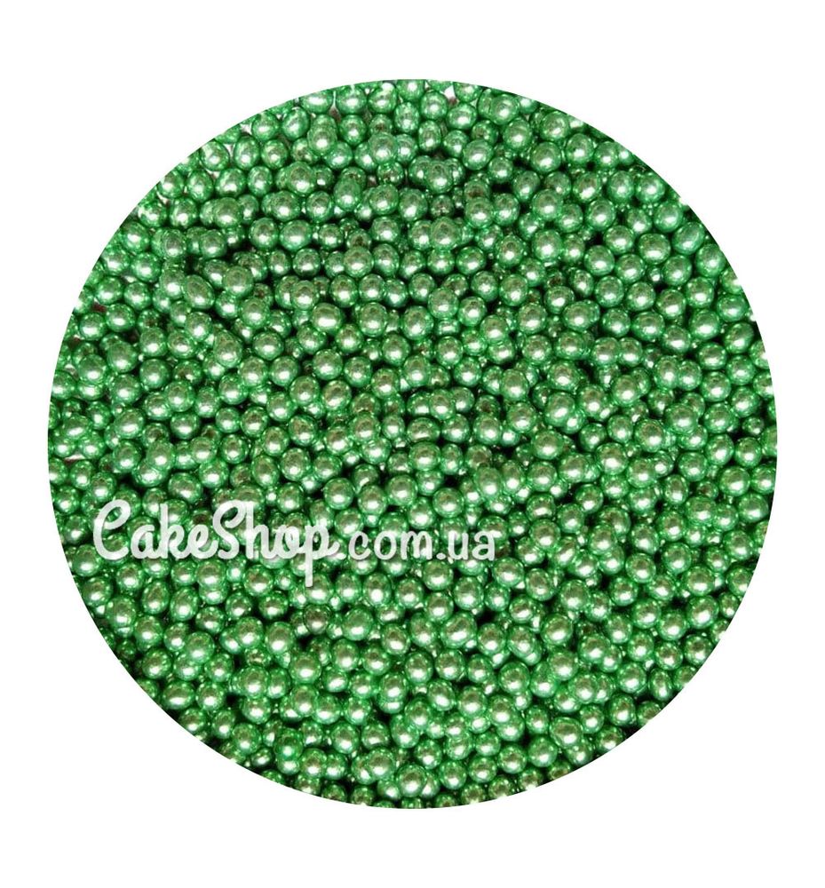 Посыпка шарики металлик Зелёные 2 мм, 50 г - фото