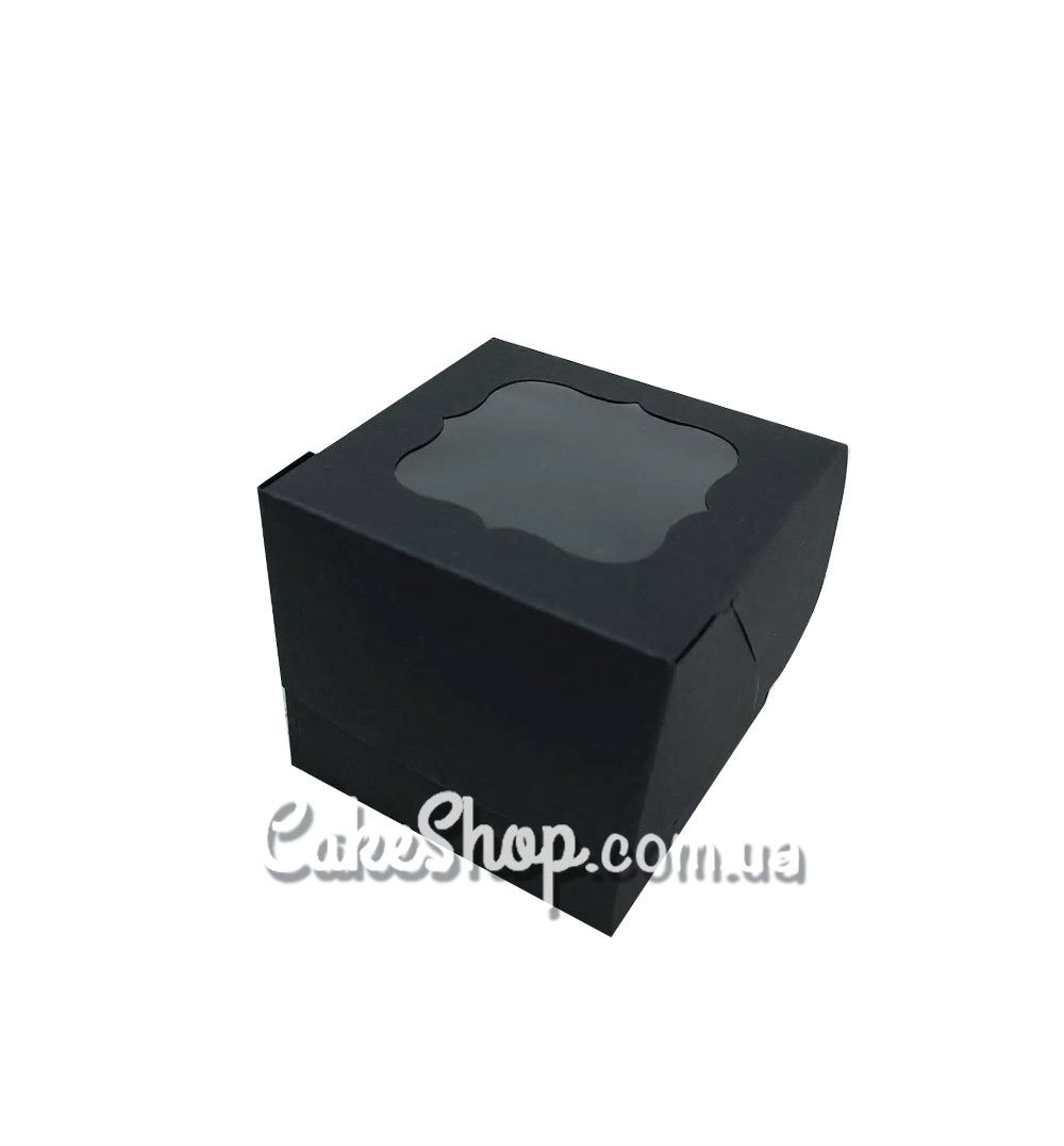 ⋗ Коробка для 1 кекса с фигурным окном Черная, 10х10х9 см купить в Украине ➛ CakeShop.com.ua, фото
