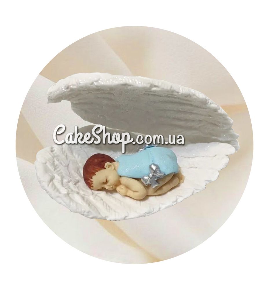 Сахарные фигурки Малыш на крыльях ангела голубой ТМ KD - фото