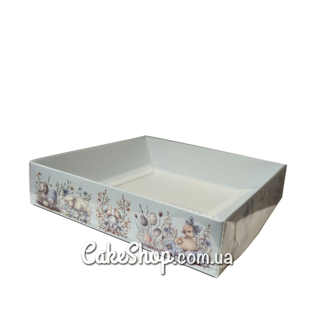 ⋗ Коробка для пряників з прозорою кришкою Пасхальна блакитна, 16х16х3,5 см купити в Україні ➛ CakeShop.com.ua, фото