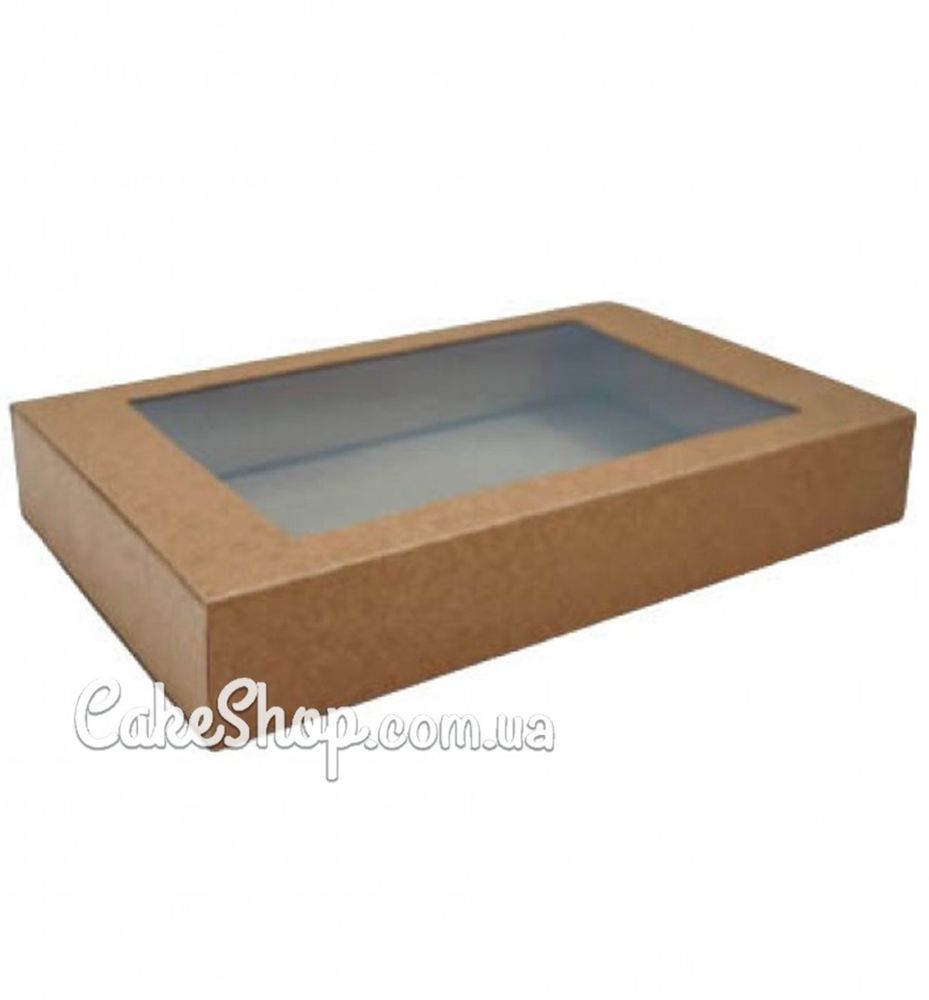 Коробка для еклерів з вікном Крафт, 24х15х4,2 см - фото