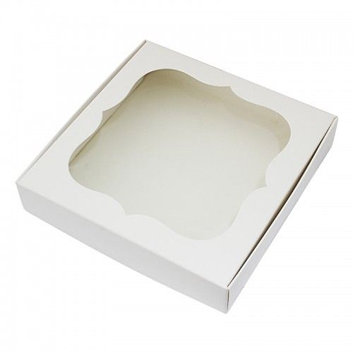 Коробка для пряников с фигурным окном Белая, 15х15х3 см - фото