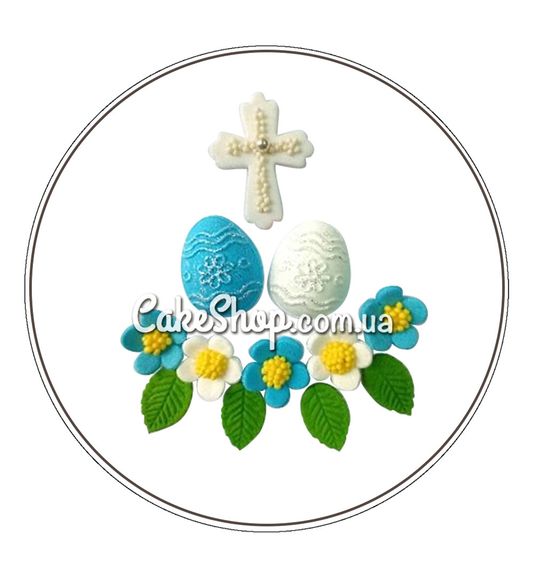 ⋗ Цукрові фігурки Пасхальний №12 з зайчиком-топпером ТМ Іриска купити в Україні ➛ CakeShop.com.ua, фото