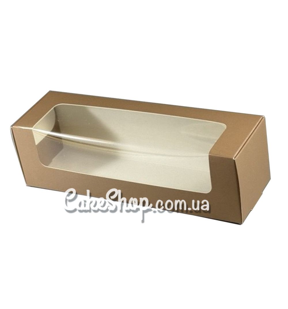 ⋗ Коробка для макаронс з вікном Шоколад, 20х6х6 см купити в Україні ➛ CakeShop.com.ua, фото