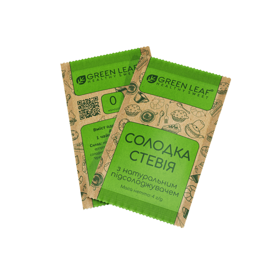 ⋗ Сладкая Стевия Green Leaf (1:1) саше 4г купить в Украине ➛ CakeShop.com.ua, фото