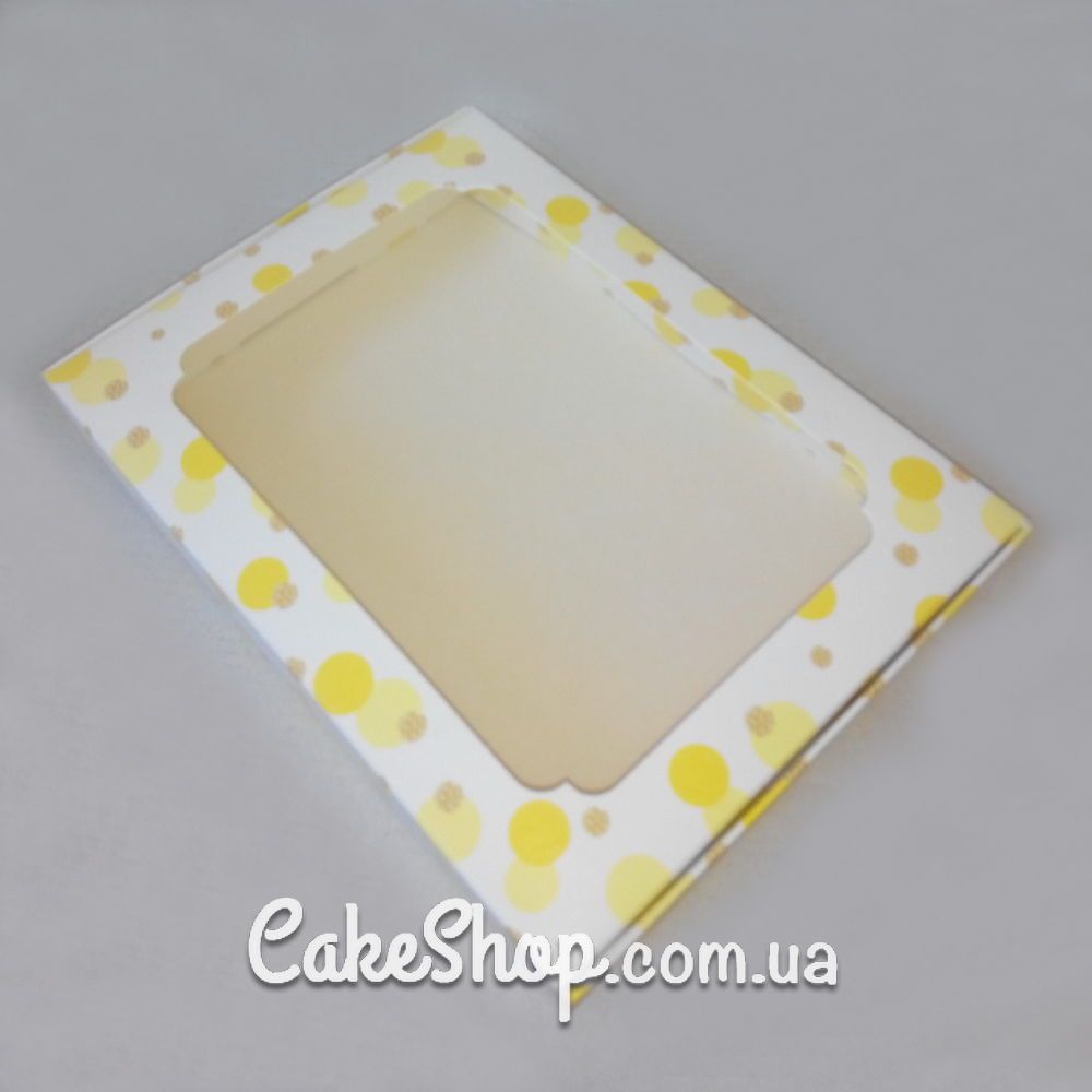 ⋗ Коробка для десертів з малюнком 20*15*3 Жовта купити в Україні ➛ CakeShop.com.ua, фото