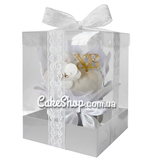 ⋗ Коробка з прозорою кришкою Біла, 12х12х18 см купити в Україні ➛ CakeShop.com.ua, фото