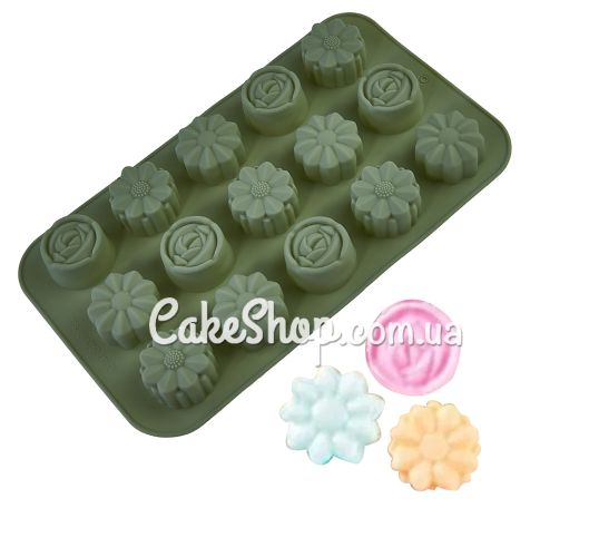 ⋗ Силиконовая форма для муссов и желе Цветы, 15 шт купить в Украине ➛ CakeShop.com.ua, фото