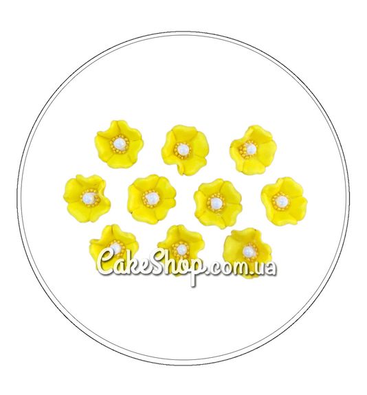 ⋗ Сахарные цветы Мальва желтая (10 штук) купить в Украине ➛ CakeShop.com.ua, фото