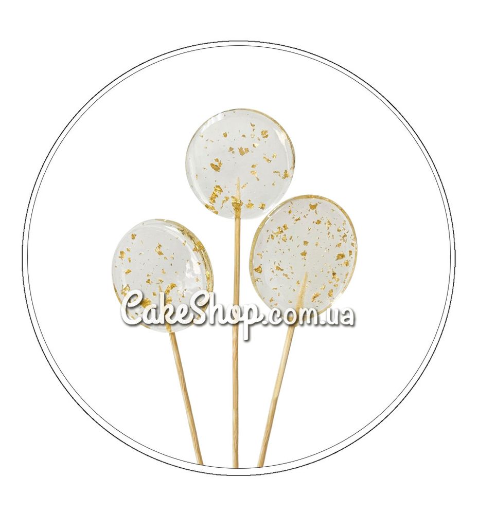 Льодяники з ізомальту Прозорий із золотою поталлю, 1 штука - фото
