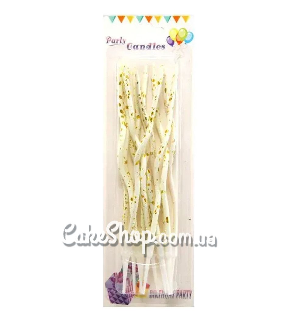 ⋗ Свечи тортовые Коктейльные белые с золотыми каплями, 12 шт купить в Украине ➛ CakeShop.com.ua, фото