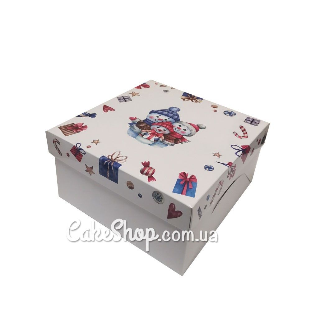 ⋗ Коробка Снеговики с вкладкой на 4 кекса, 17х17х9 см купить в Украине ➛ CakeShop.com.ua, фото