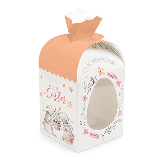 ⋗ Коробка для пасхальных куличей 11х11х14 см, Бежевый заяц купить в Украине ➛ CakeShop.com.ua, фото