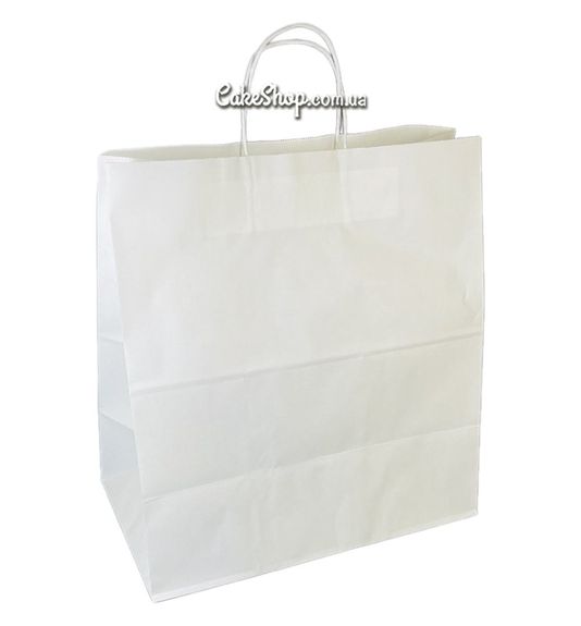 ⋗ Пакет бумажный с витыми ручками Белый, 38х35х20 см купить в Украине ➛ CakeShop.com.ua, фото