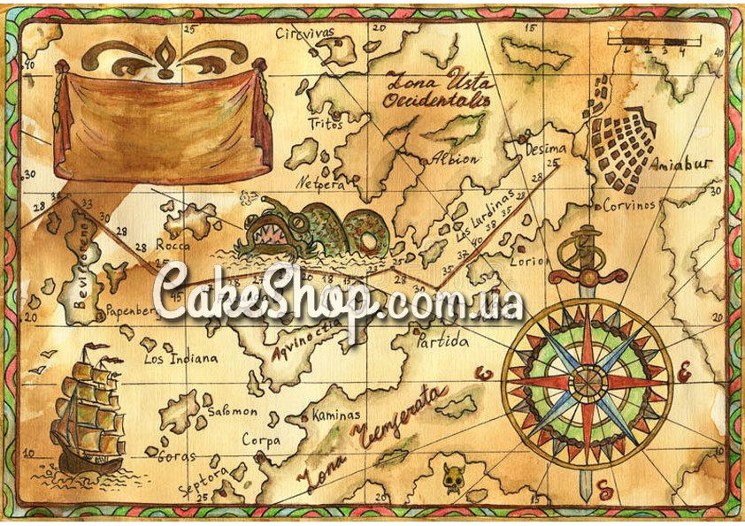 ⋗ Цукрова картинка Карта купити в Україні ➛ CakeShop.com.ua, фото